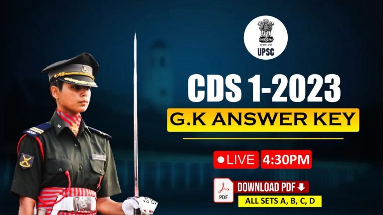 CDS 1 2023 GK Answer Key PDF Set A, B, C, D