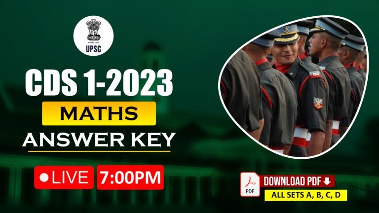 CDS 1 2023 Maths Answer Key PDF Set A, B, C, D